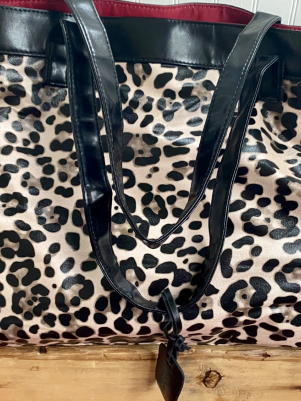 Leopard Tote Bag. Nieman Marcus Faux Leather Purse with Straps.